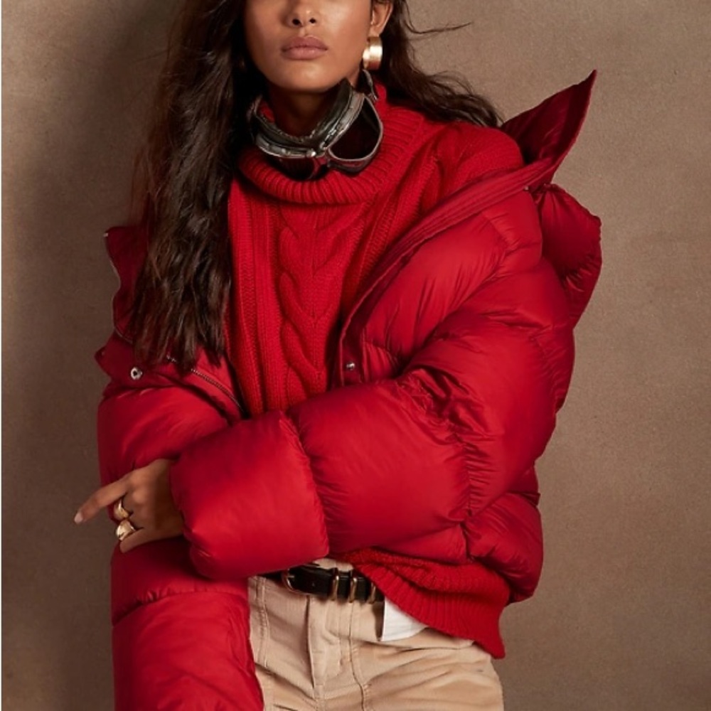 Banana republic water repellent red winter puffer jacket/ coat